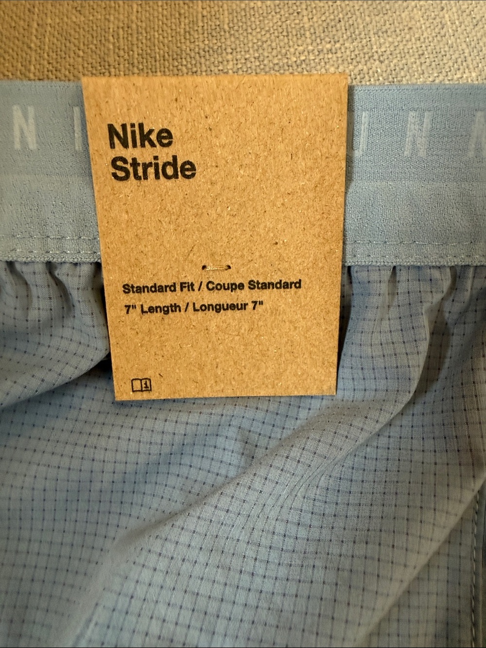 Nike Stride Light Blue Plaid Running Shorts